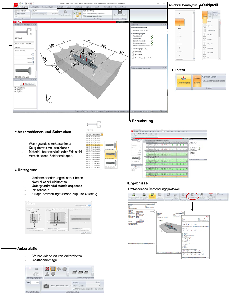 pec profis anchor channel software de screenshot