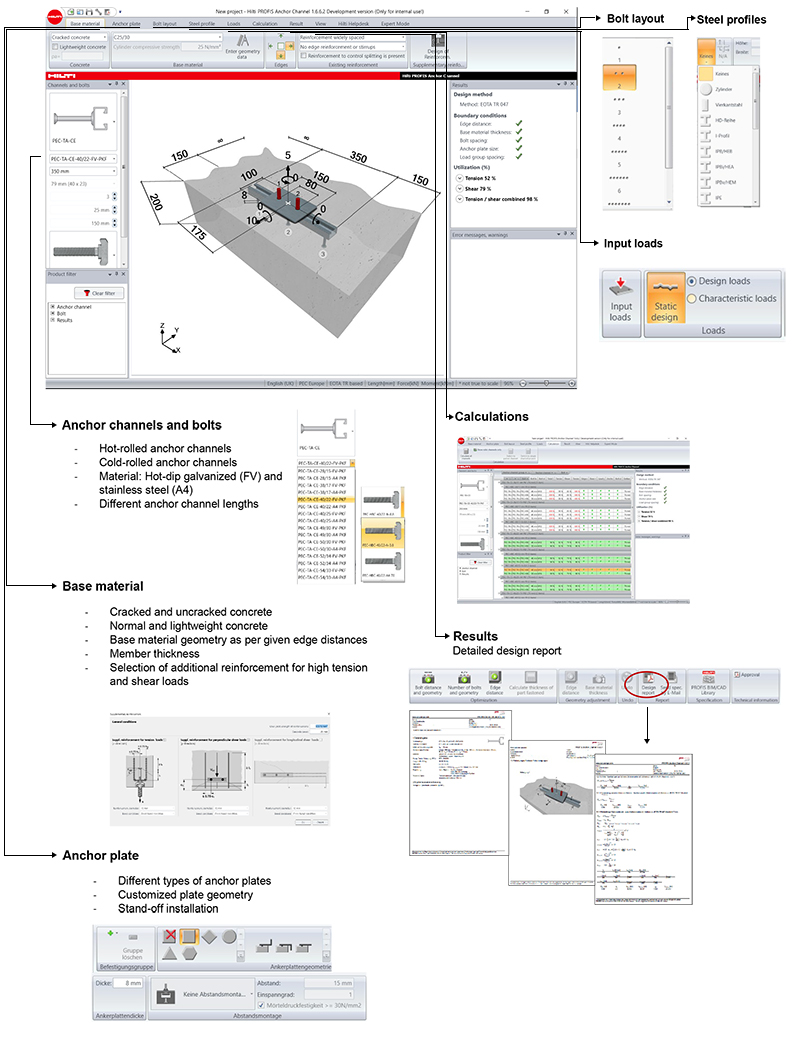 pec profis anchor channel software en screenshot